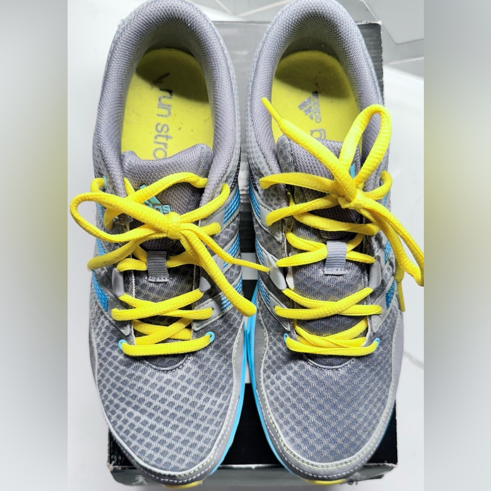 Womens Adidas Falcon Elite 2 Gray Blue Running Shoes Sneakers - Picture 4 of 8